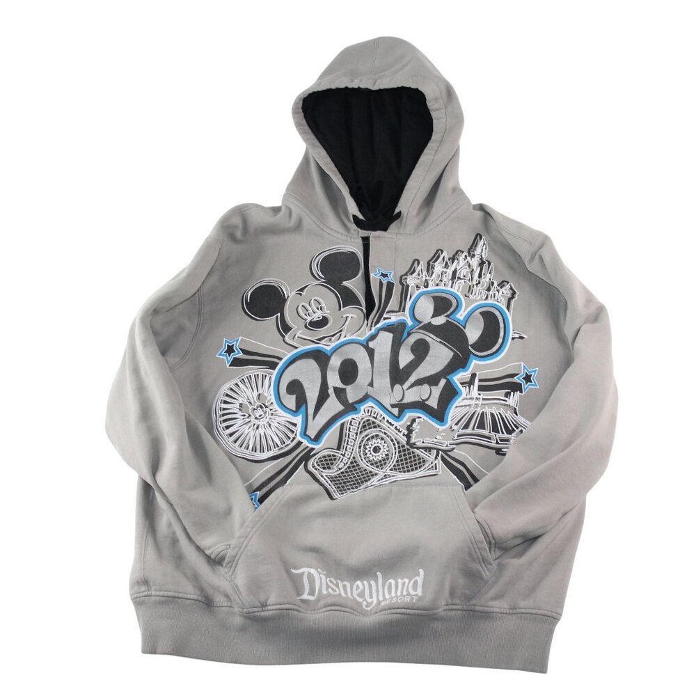 Disneyland Resort Unisex XL 2 Btn Gray Hoodie Mickey Mouse Embroidered Graphic - Picture 4 of 11